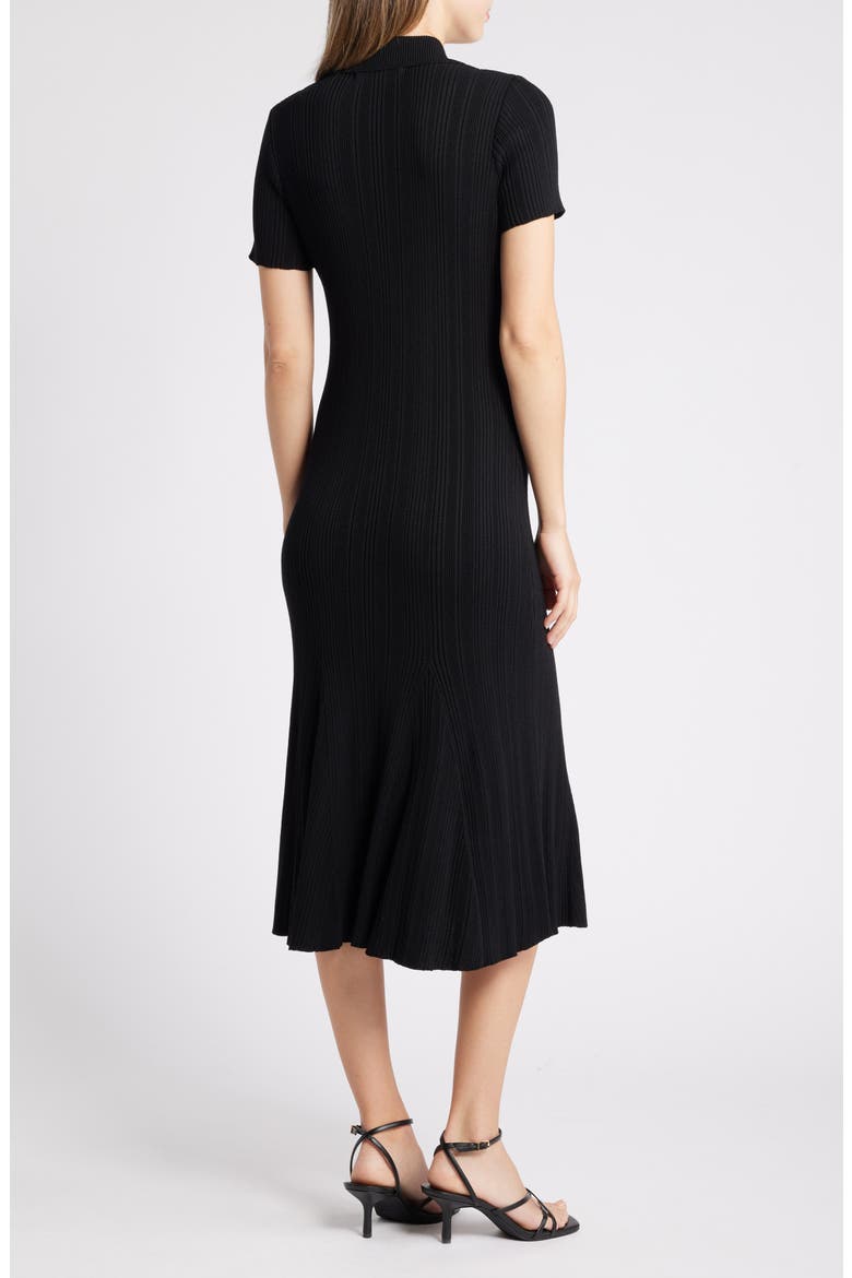 Rib Short Sleeve Midi Sweater Dress, Alternate, color, BLACK