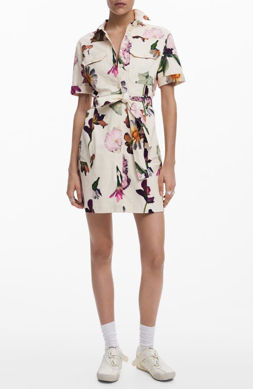 DESIGUAL DESIGUAL FLORAL BELTED MINI SHIRTDRESS
