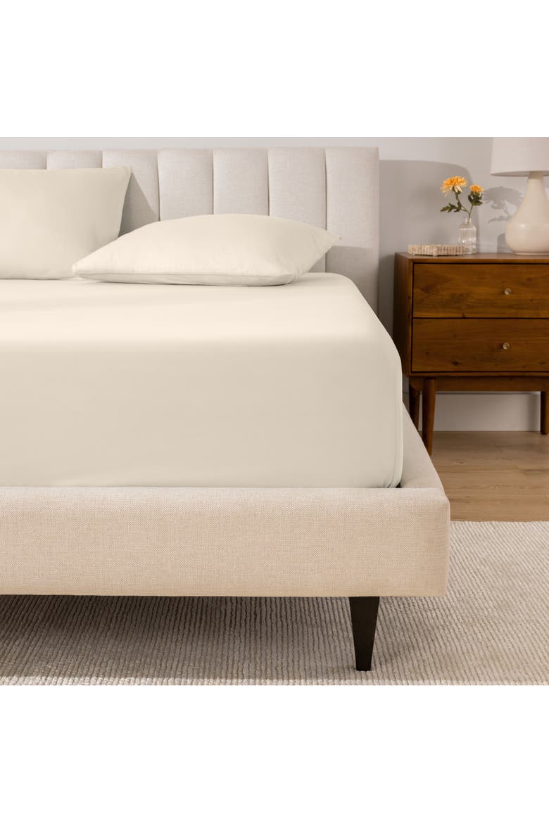 100% Organic Cotton Percale Cooling Fitted Sheet, Alternate, color, Sand