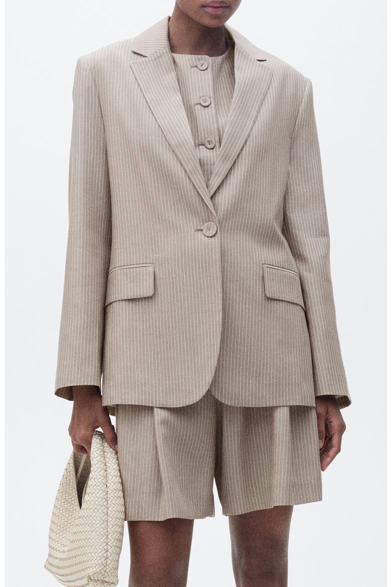 Vivian Pinstripe Blazer, Main, color, MEDIUM BROWN