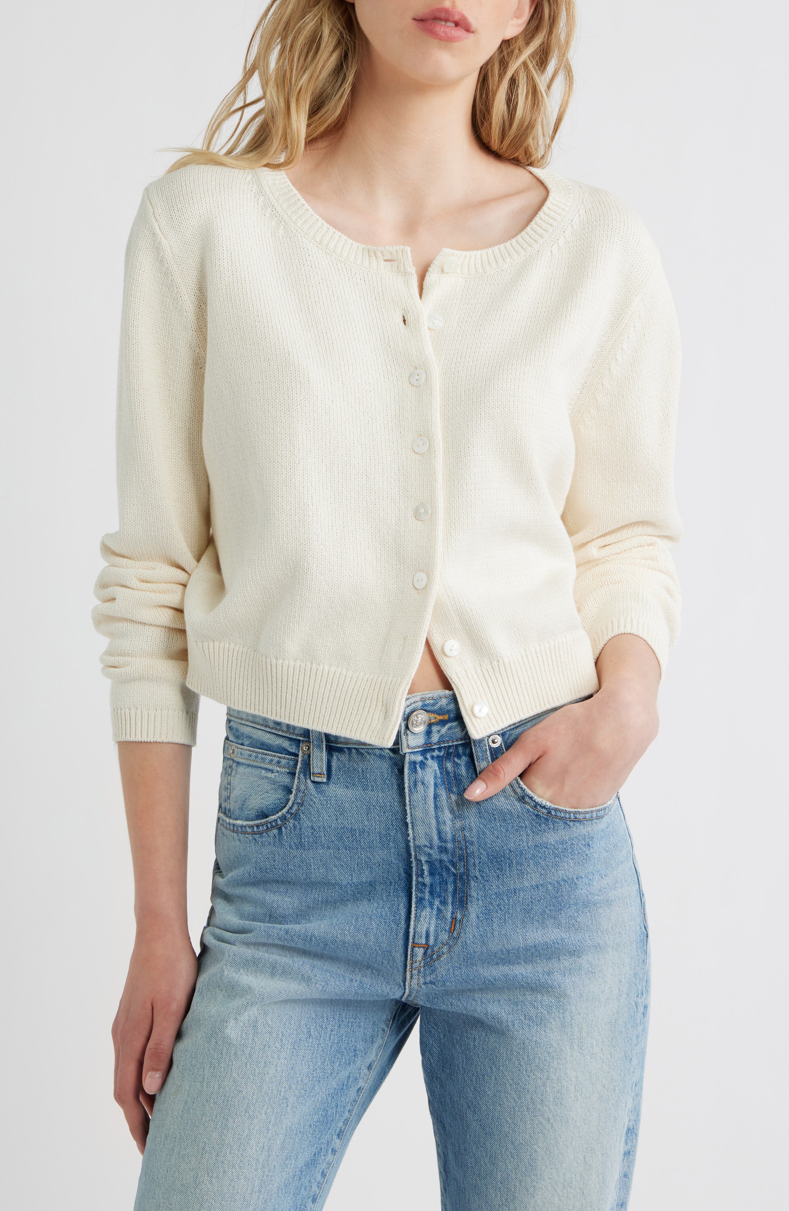 Clara Cotton Crewneck Cardigan - image 3
