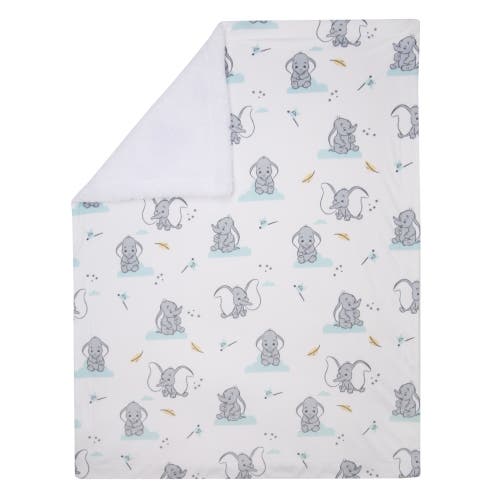 Lambs & Ivy Disney Baby Dumbo Elephant Minky/fleece Faux Shearling Baby Blanket In White