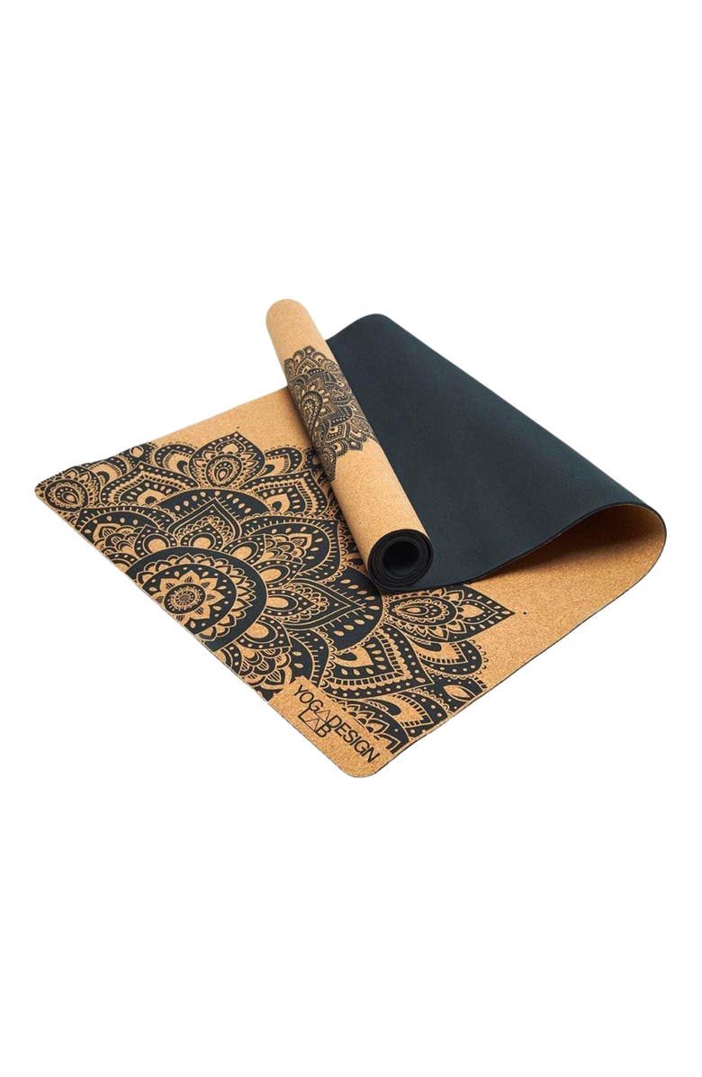 Yoga Design Lab Cork Yoga Mat 1.5mm, Alternate, color, Mandala Black
