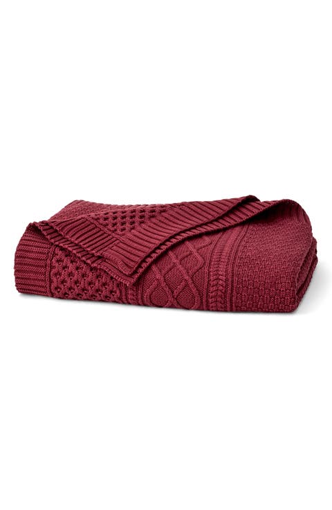 Aran Cable Organic Cotton Throw Blanket
