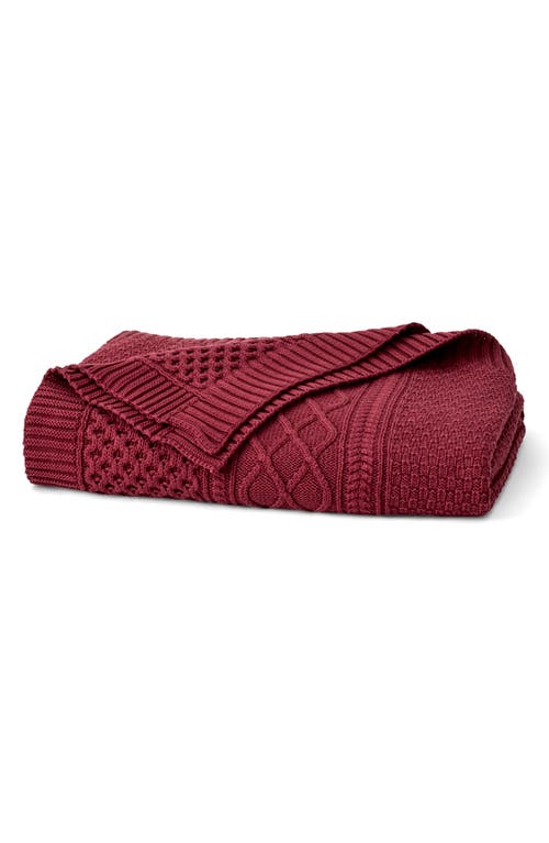 Boll & Branch Aran Cable Organic Cotton Throw Blanket In Red