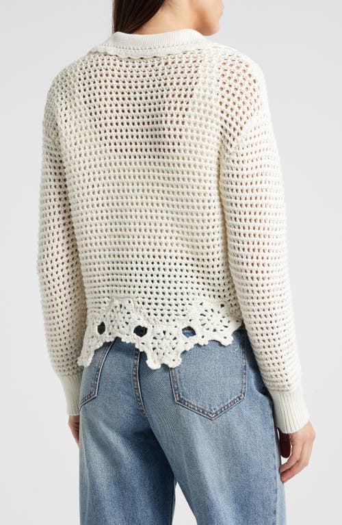 Rails Louise Open Stitch Scallop Sweater In Ivory