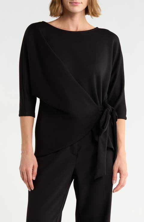 Side Tie Three-Quarter Sleeve Top