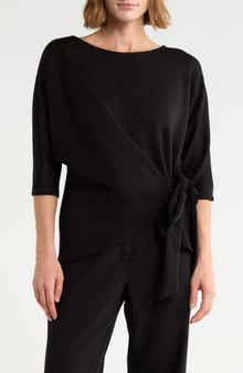 Side Tie Three-Quarter Sleeve Top