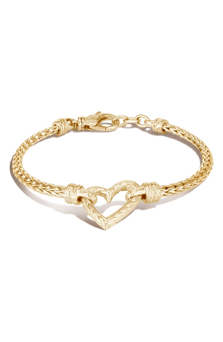 John Hardy Classic Chain Manah 18K Gold Heart Bracelet, Main, color, 