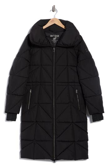 Bcbgeneration Longline Water Resistant Puffer Jacket In Black