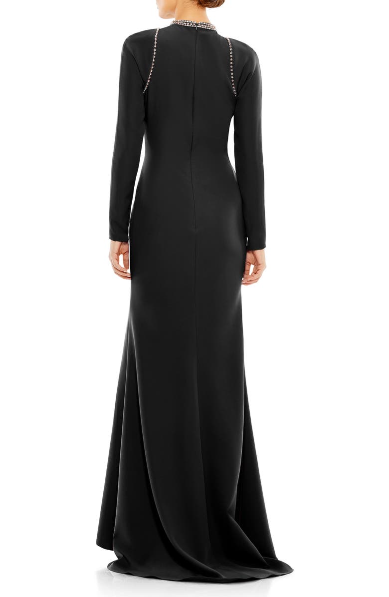 Mac Duggal Raglan Long Sleeve High Neck Gown, Alternate, color, Black