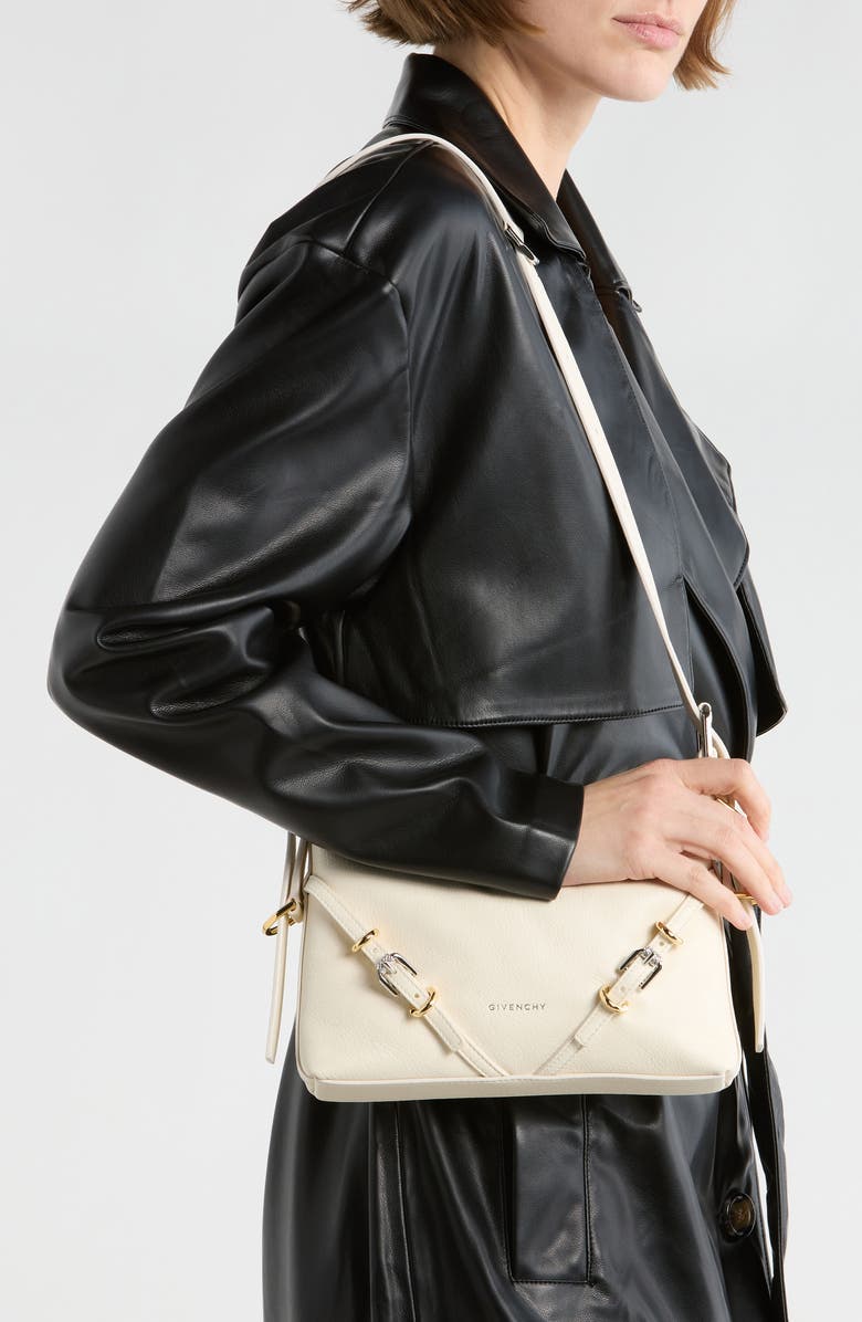 Givenchy Mini Voyou Leather Shoulder Bag, Alternate, color, White