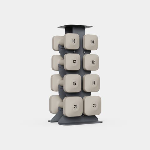 SafeGrip Dumbbells Upper Set with Dark Rack - 10, 12, 15, 20lbs