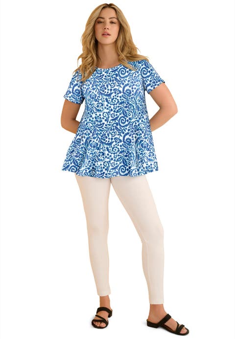 Plus Size Ultimate Cotton Crewneck Short Sleeve Swing Tee (Plus)