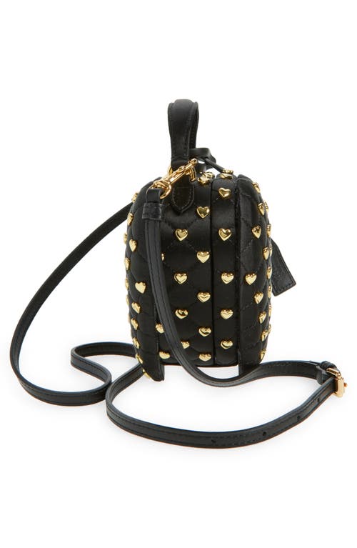 Moschino Love Me Studded Satin Crossbody Bag In Black