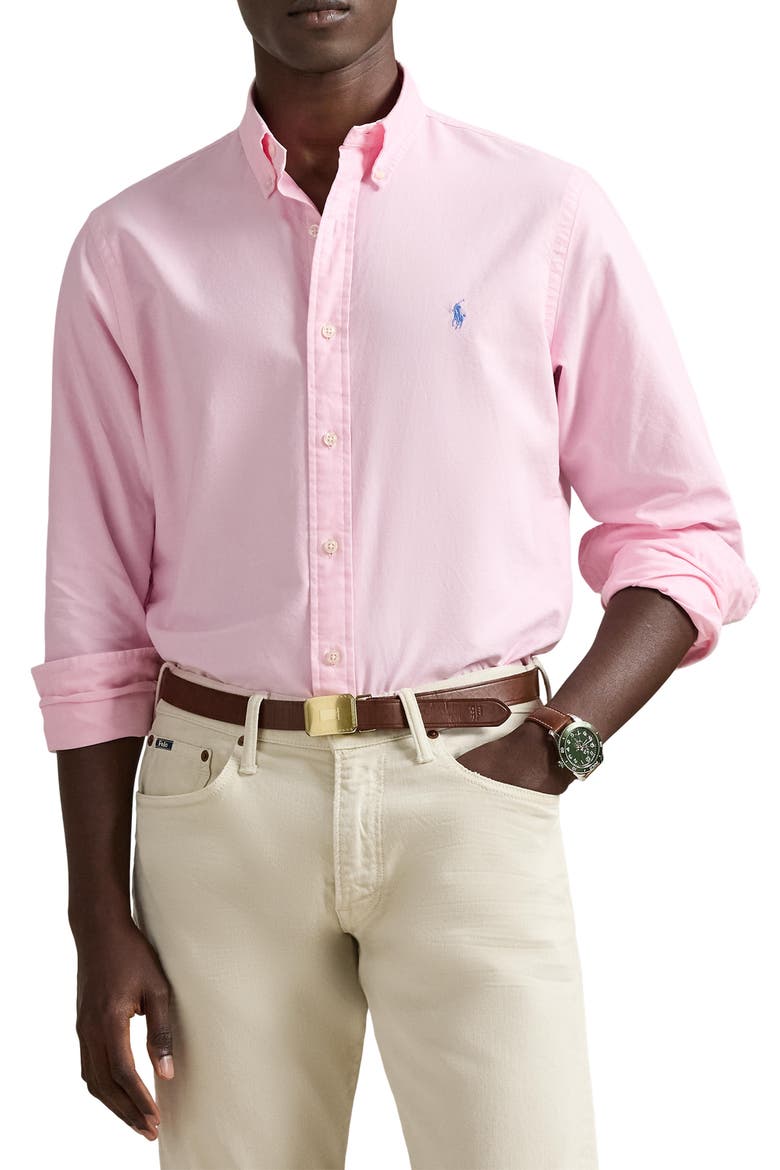 Classic Fit Garment-Dyed Oxford Shirt, Main, color, CARMEL PINK