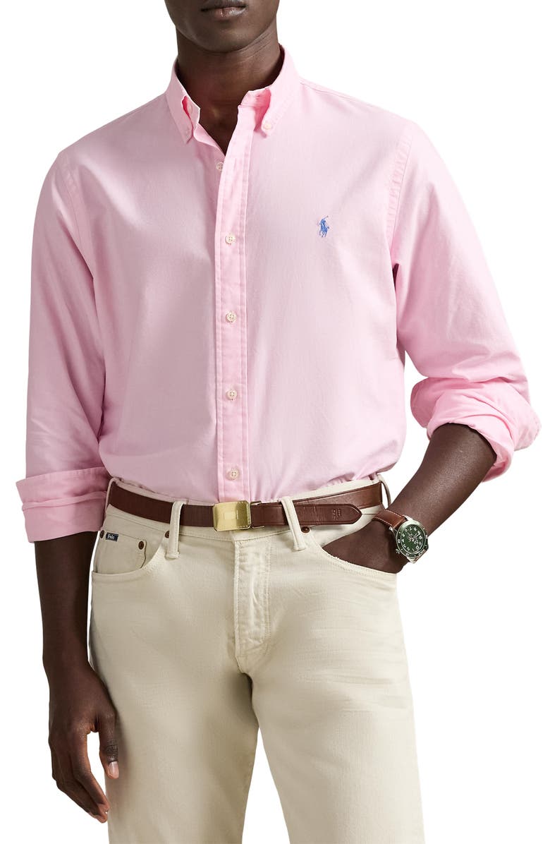 Polo Ralph Lauren Classic Fit Garment-Dyed Oxford Shirt, Main, color, Carmel Pink