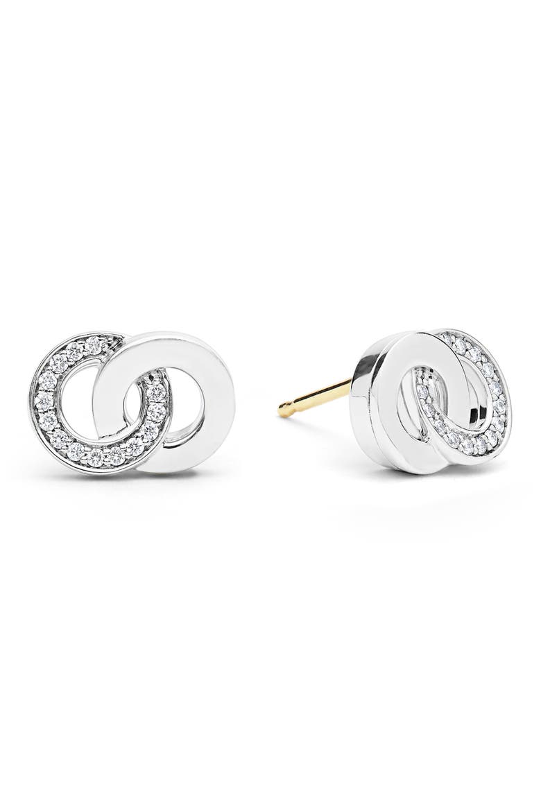 Signature Interlocking Diamond Stud Earrings, Alternate, color, SILVER