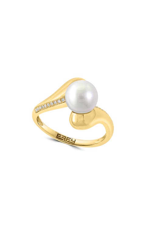 Freshwater Pearl & Diamond Ring - 0.06ct.