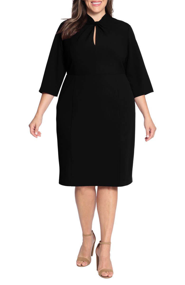 Donna Morgan Twist Knot Keyhole Elbow-Length Sleeve Sheath Dress, Main, color, 