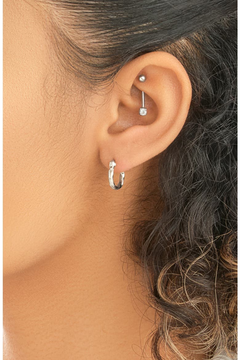 Simple Twist Hoop Earrings, Alternate, color, SILVER