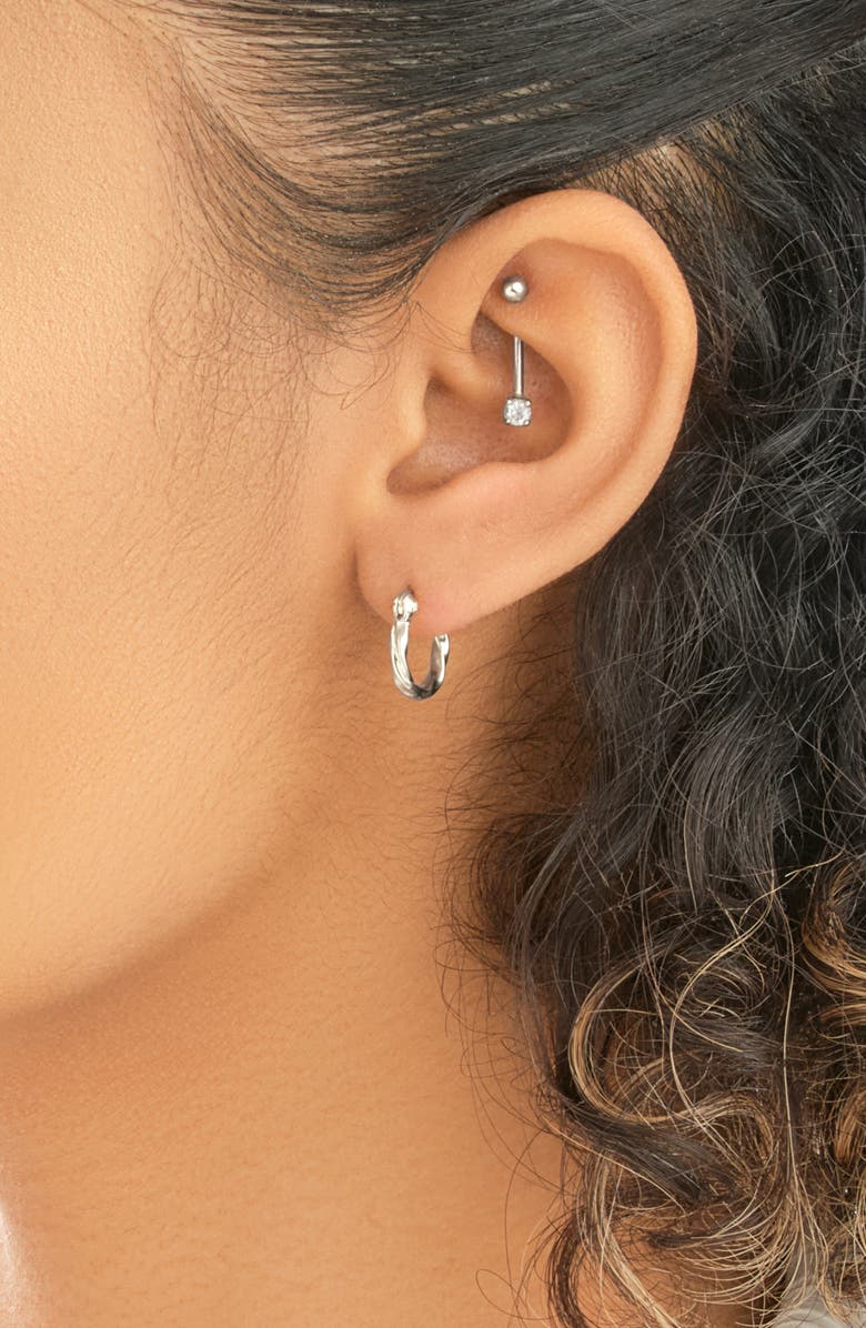 Sterling Forever Simple Twist Hoop Earrings, Alternate, color, Silver