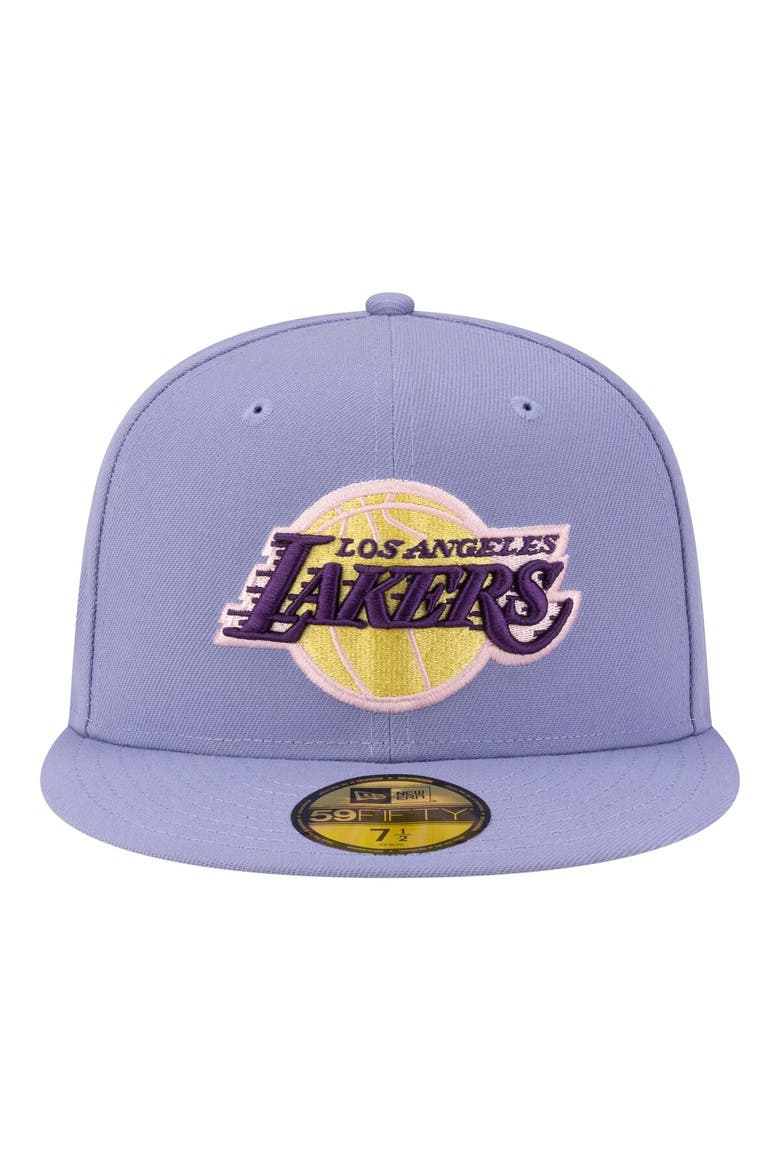 Men's New Era Lavender Los Angeles Lakers Color Pack 59FIFTY Fitted Hat, Alternate, color, Lavender