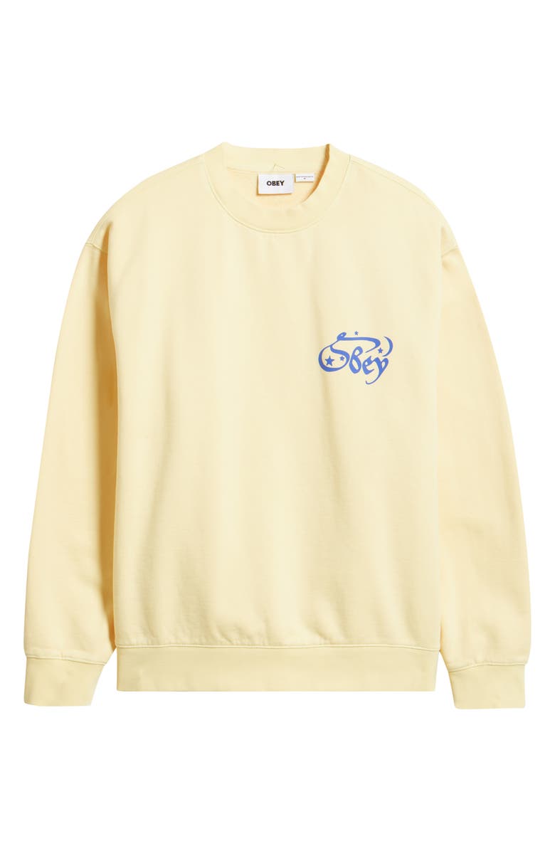 Obey Spellbound Faded Crewneck Sweatshirt, Alternate, color, Straw Faded Wash