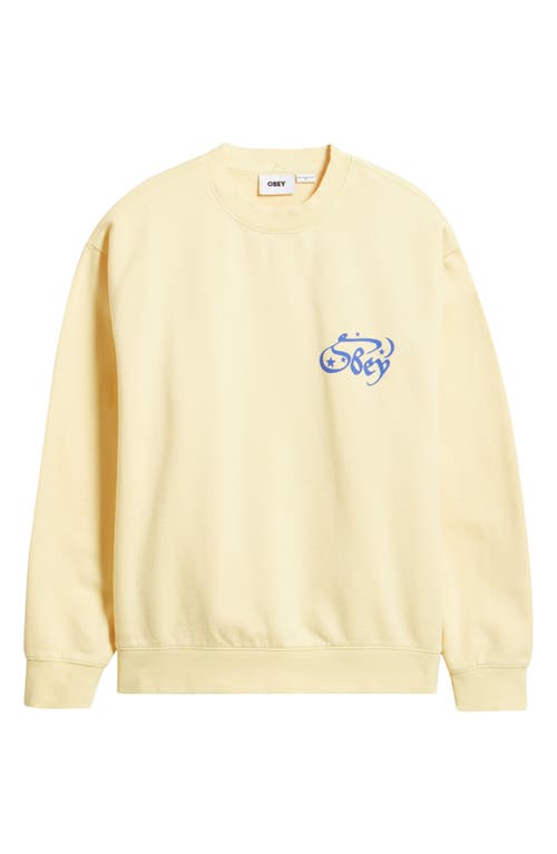 Obey Spellbound Faded Crewneck Sweatshirt In Yellow