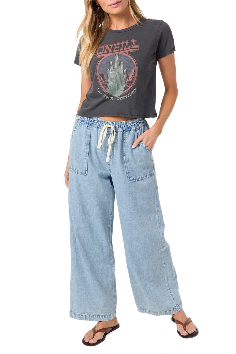 Road Trippin Cotton Crop Graphic T-Shirt, Alternate, color, WASHED BLACK