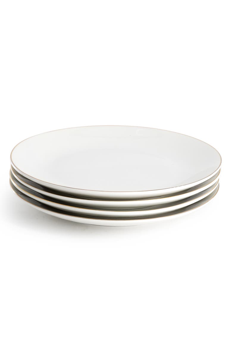 Ogalla 4 Piece Fine Ceramic 10.5 Inch Dinner Plate Set, Alternate, color, Gold