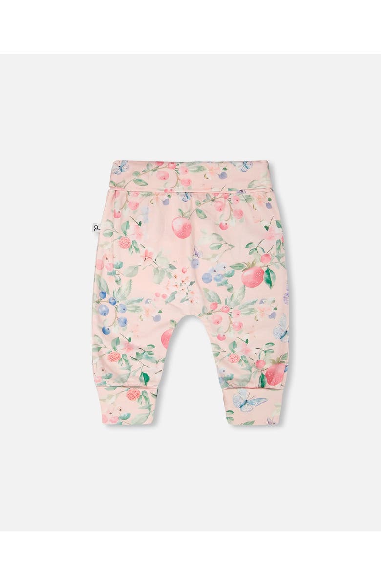 Deux par Deux Organic Cotton Jersey Evolutive Berries Printed Pants, Alternate, color, Pink Printed Berries