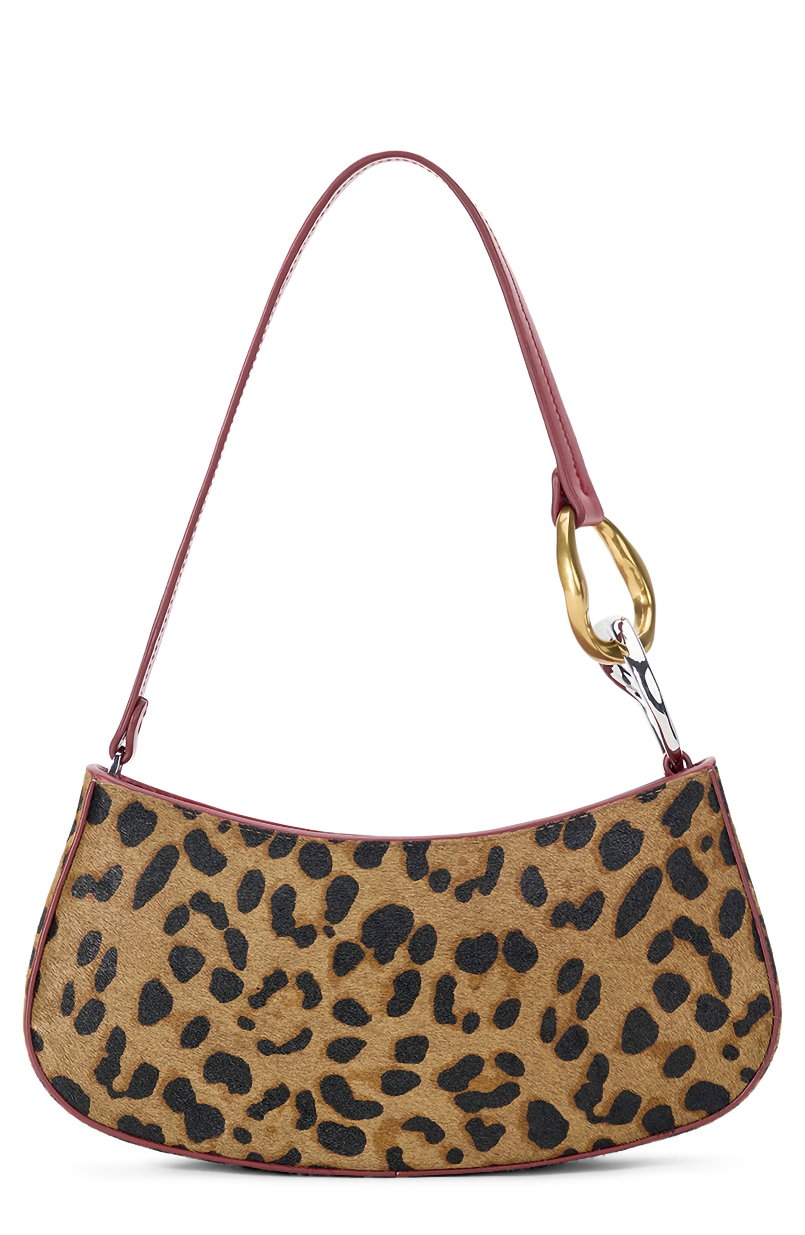 Ollie Genuine Calf Hair Shoulder Bag, Main, color, CHEETAH