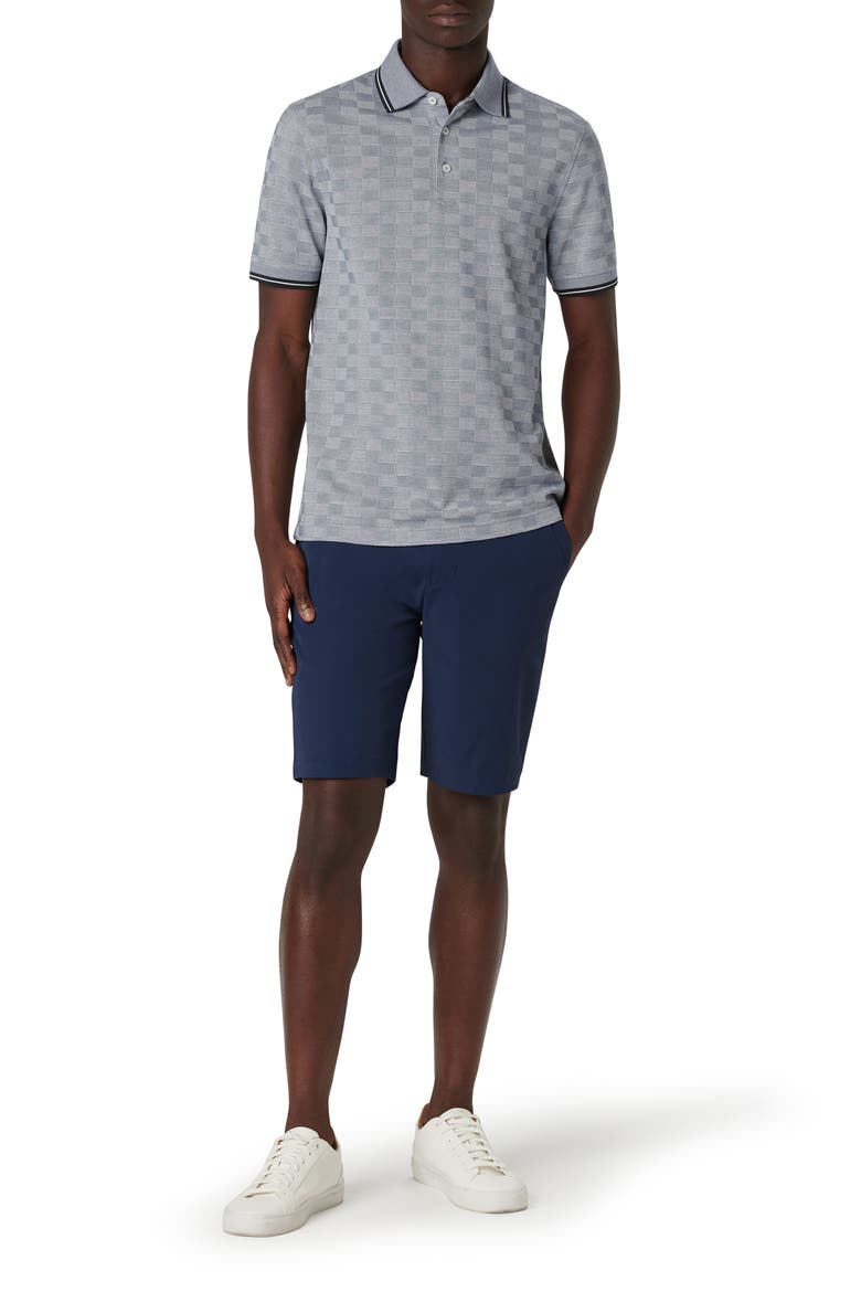Checkerboard Pattern Piqué Polo, Alternate, color, ASPHALT