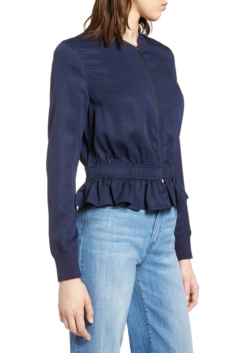 Halogen<sup>®</sup> Ruffle Hem Zip Front Jacket, Alternate, color,