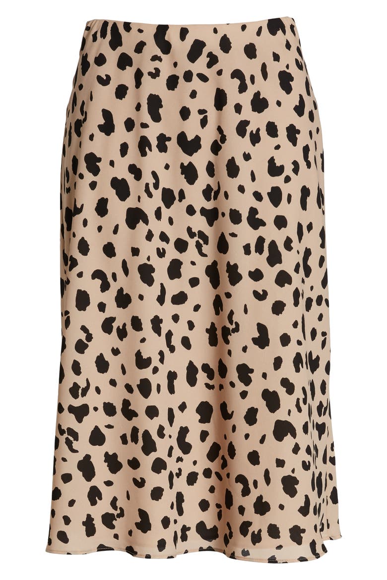 Leopard Print Midi Skirt, Alternate, color, KHAKI/ BLACK