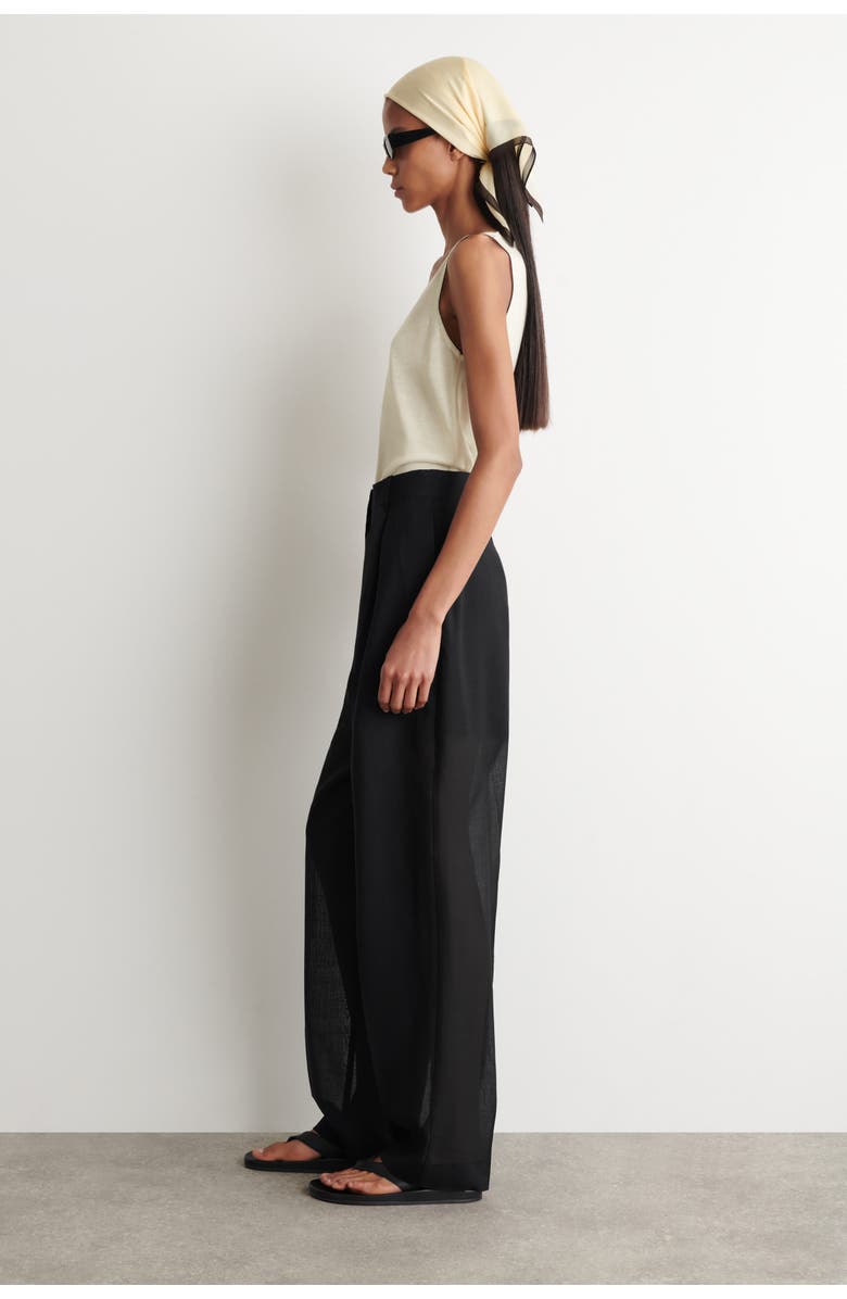 COS Contrast-tipped Knitted Wool Tank Top, Alternate, color, White / Brown