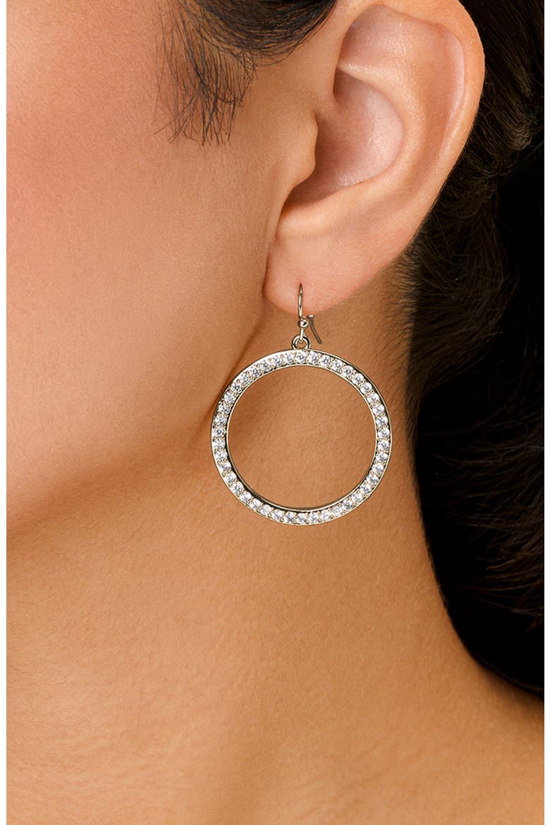 Della Cubic Zirconia Circle Drop Earrings, Alternate, color, SILVER