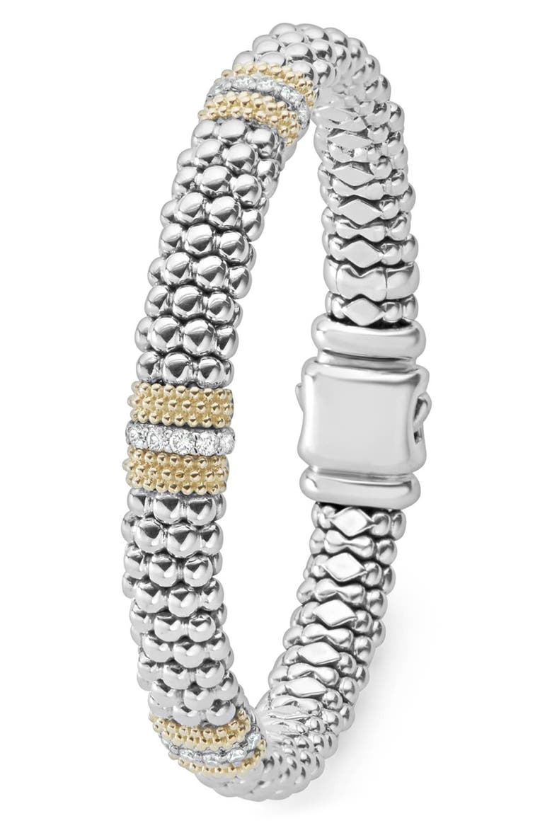 Lux 18k Gold Diamond Station Bracelet, Alternate, color, SILVER