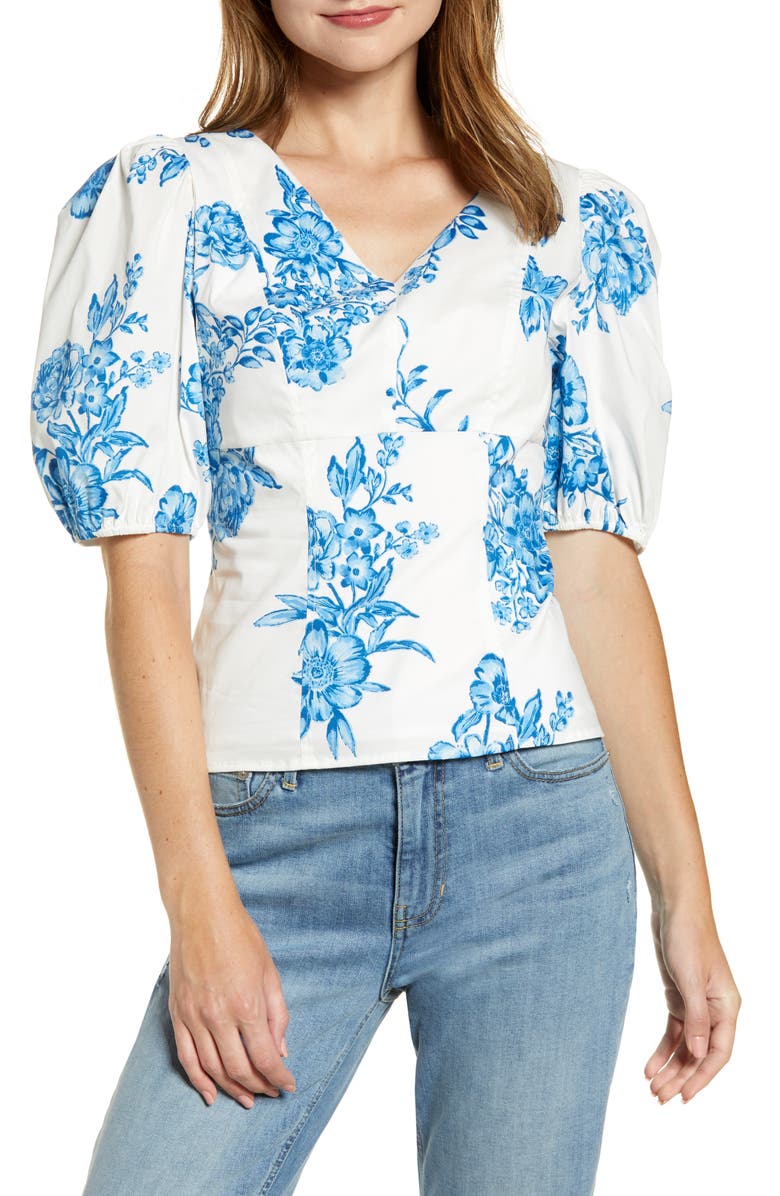 Rachel Parcell Puff Sleeve Top, Main, color, 