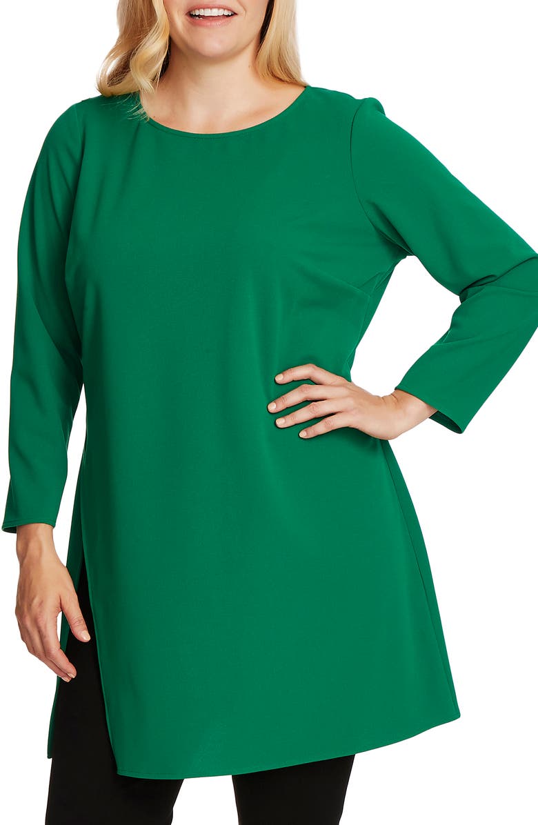 Vince Camuto Long Sleeve Side Slit Crepe Tunic, Main, color, 
