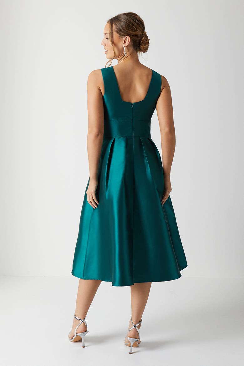 Twill Midi Bridesmaid Dress, Alternate, color, Emerald