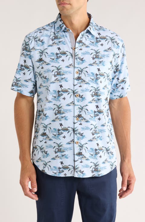 Coastal Ease Beachfront Paradise IslandZone® Short Sleeve Button-Up Shirt
