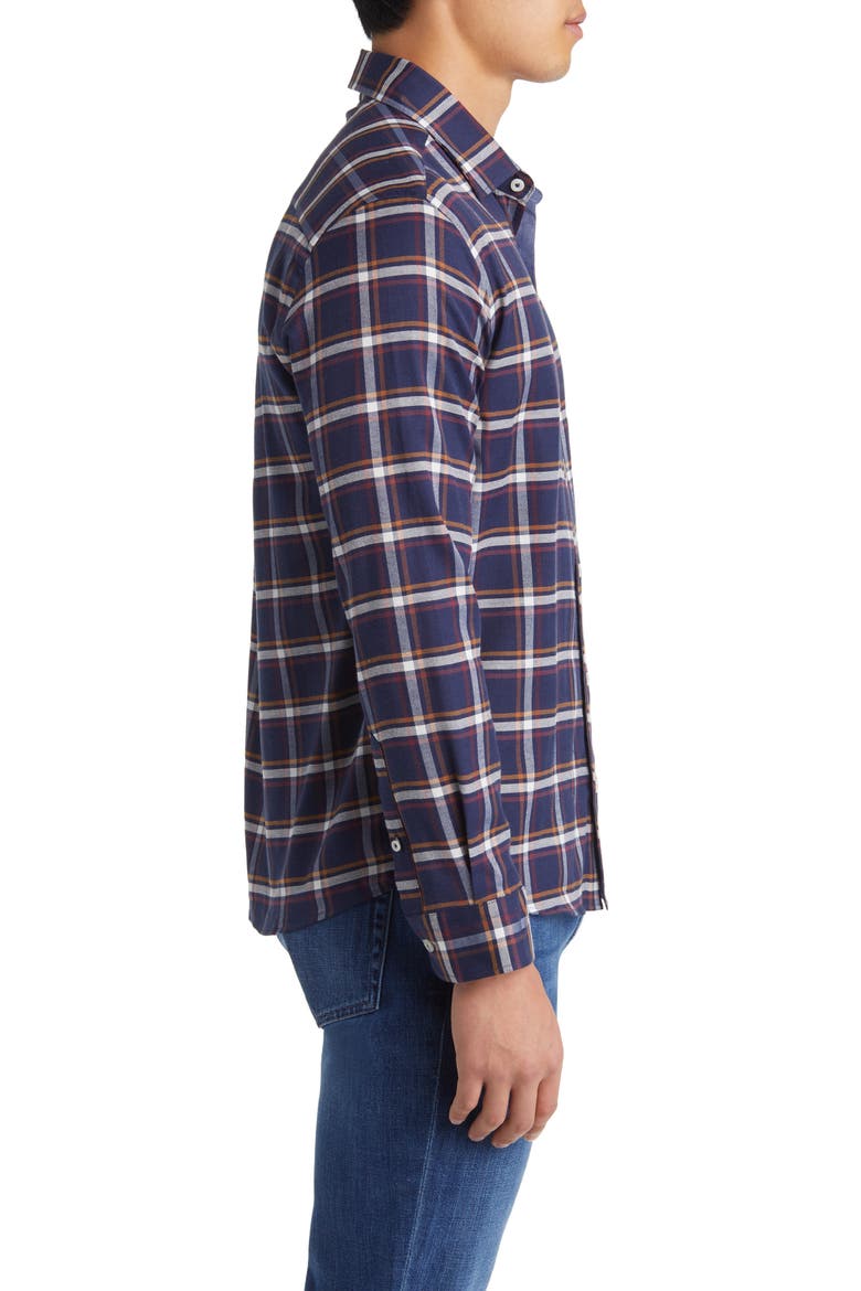 Tricolor Plaid Dry Touch® Performance Button-Up Shirt, Alternate, color, NAVY