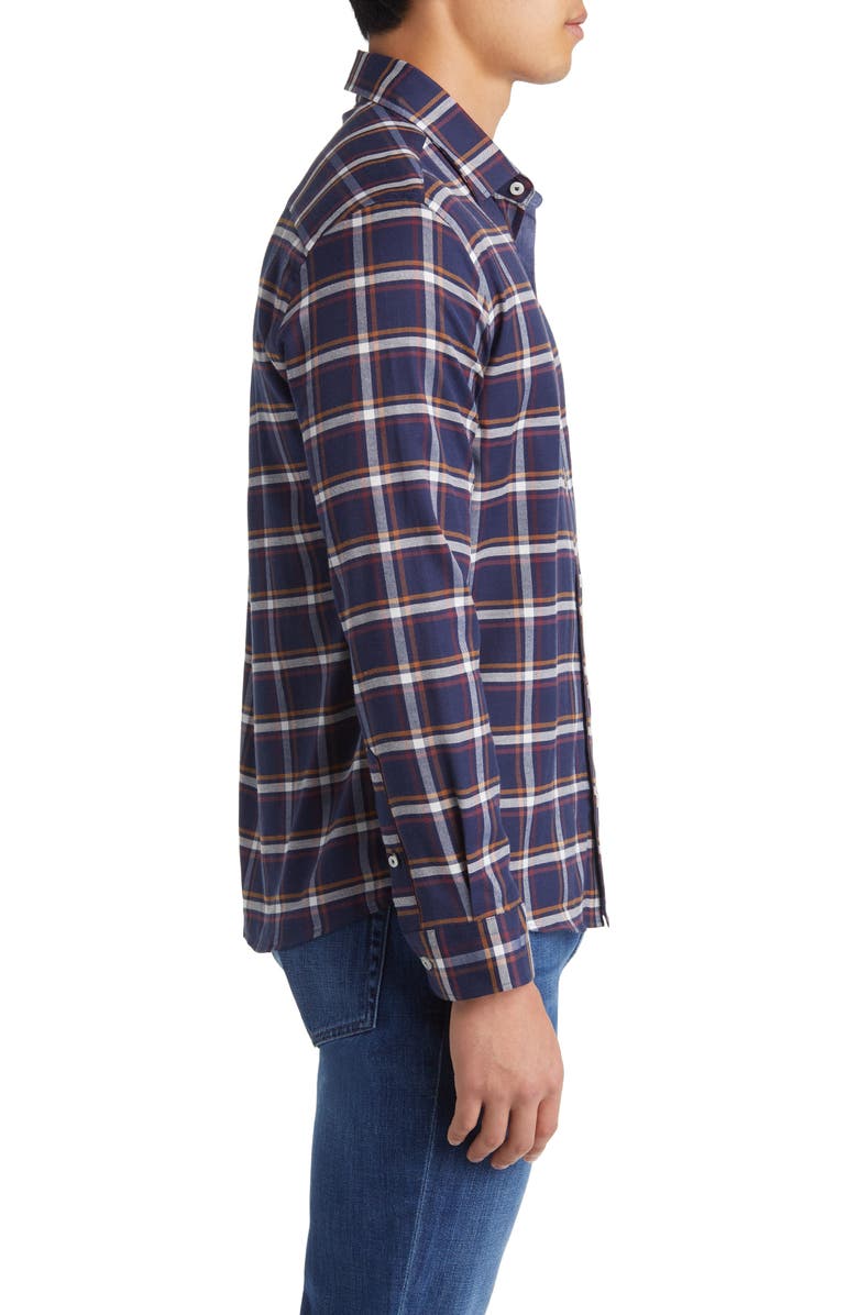 Stone Rose Tricolor Plaid Dry Touch<sup>®</sup> Performance Button-Up Shirt, Alternate, color, Navy