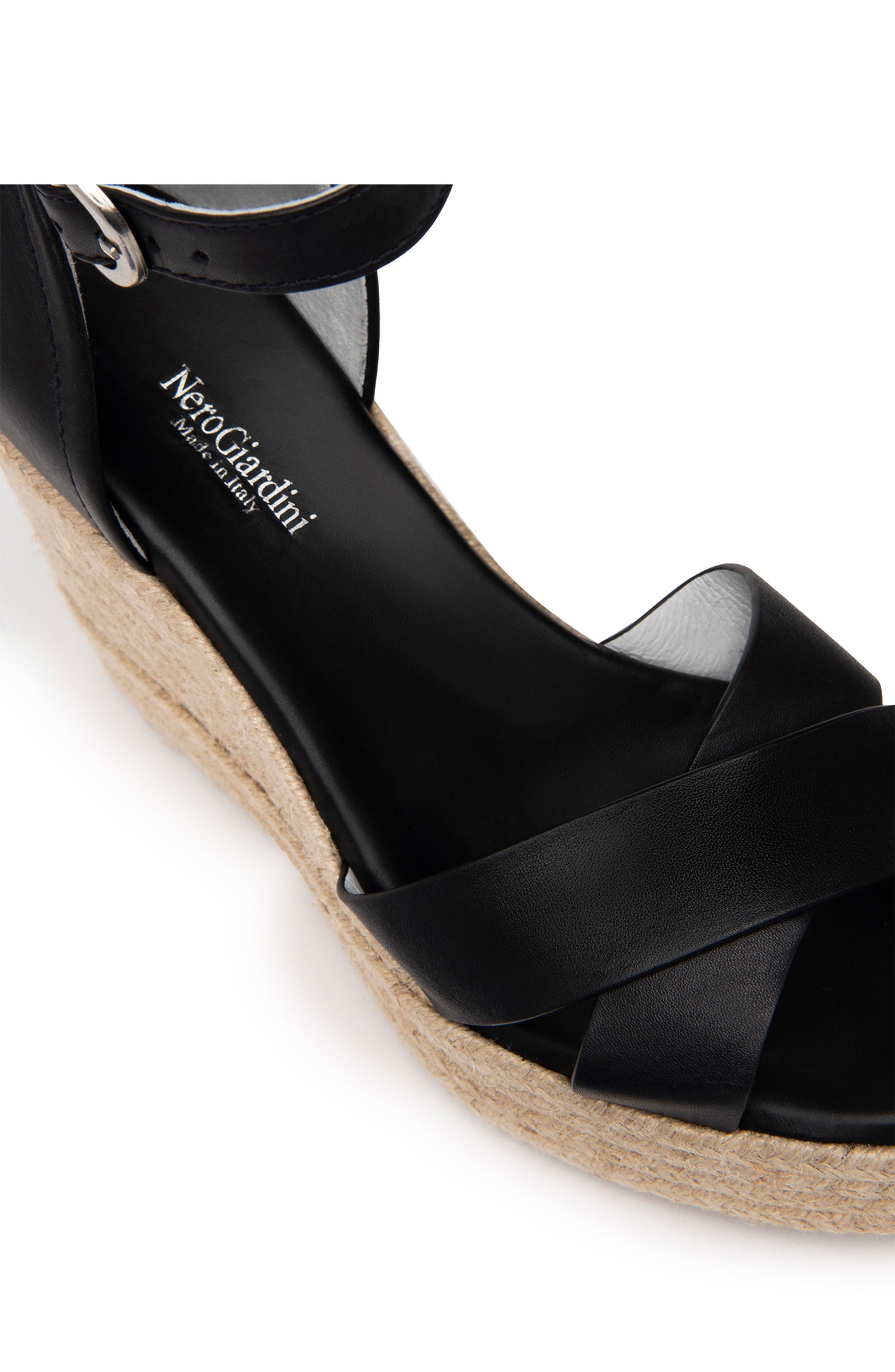 NeroGiardini Ankle Strap Espadrille Wedge Sandal, Alternate, color, 