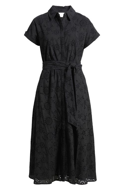 Caslonr Caslon(r) Eyelet Embroidery Cotton Shirtdress In Black