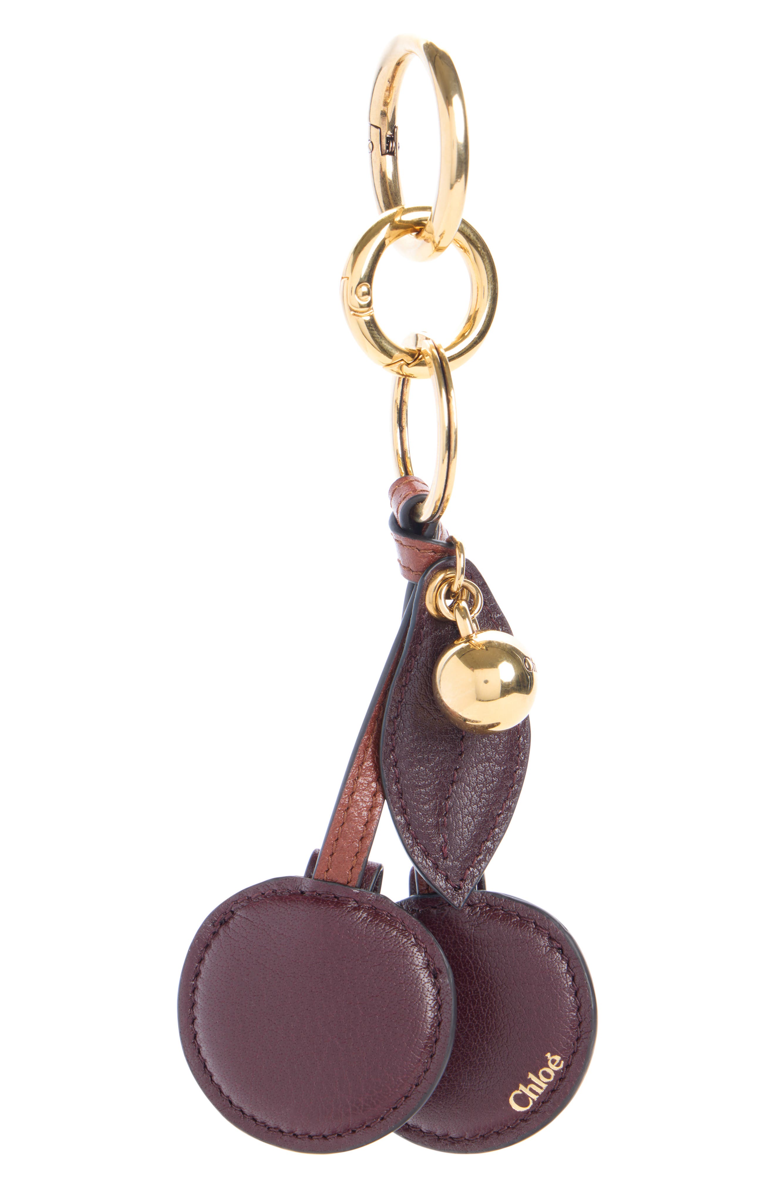 Chloé Symbols Cherry Bag Charm, Main, color, Grenat
