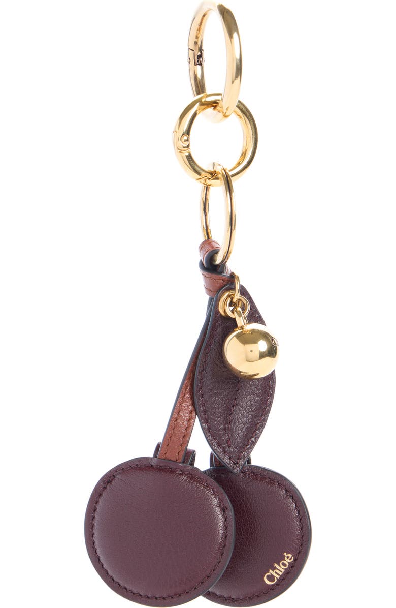 Chloé Symbols Cherry Bag Charm, Main, color, Grenat