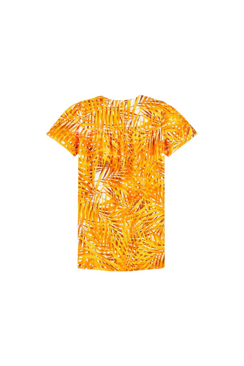 Kids' Palm Leaves Printed Terry Dress, Alternate, color, MANGUE